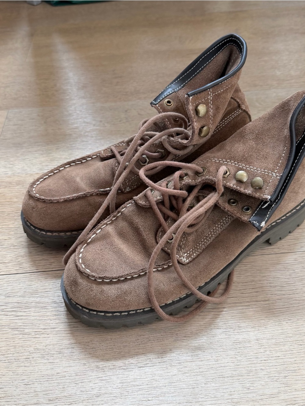 Marc New York Brown Suede Lug Sole Lace-up Boots